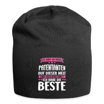 Patentante Taufe Patenkind Geschenk - Jersey-Beanie - Schwarz - Vorne