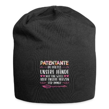 Patentante Taufe Taufpatin Geschenk - Jersey-Beanie - Schwarz - Vorne
