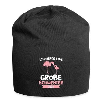 Große Schwester Flamingo Grosse Schwester Geschenk - Jersey-Beanie - Schwarz - Vorne