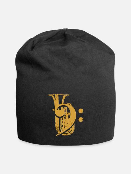 Tuba Bassschlüssel Tubist Notenschlüssel - Jersey-Beanie - Schwarz