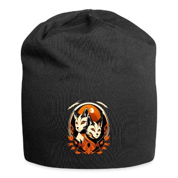 Two cats are interested in exciting events. - Jersey Beanie - black - Front