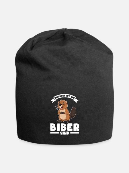 Tiere Bieber Biebern Geschenk - Jersey-Beanie - Schwarz