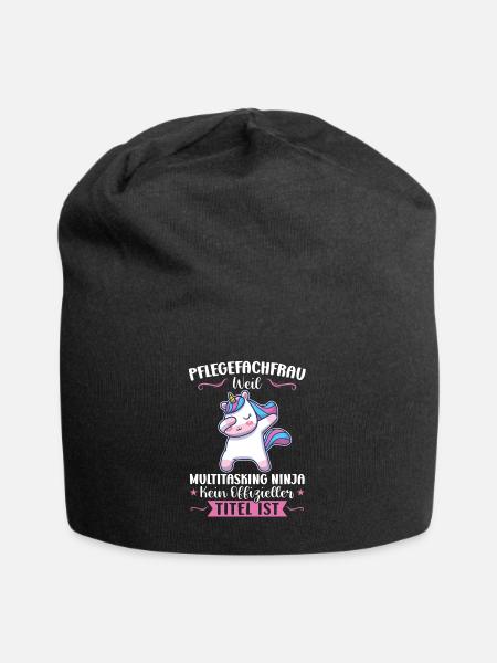 Krankenhaus Pflegefachfrau Pflegerin Geschenk - Jersey-Beanie - Schwarz