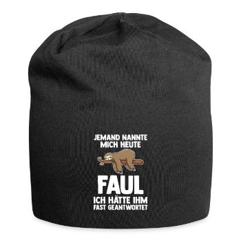 Faultier Faul Faule Geschenk - Jersey-Beanie - Schwarz - Vorne