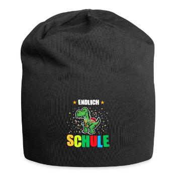 Schulkind Dino Schulbeginn Geschenk - Jersey-Beanie - Schwarz - Vorne