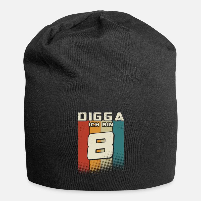 Digga ich bin 8 Jahre Junge 8. Geburtstag Retro - Jersey-Beanie - Schwarz