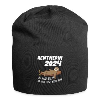 Rentnerin 2024 Faultier Rentnerin Geschenk - Jersey-Beanie - Schwarz - Vorne