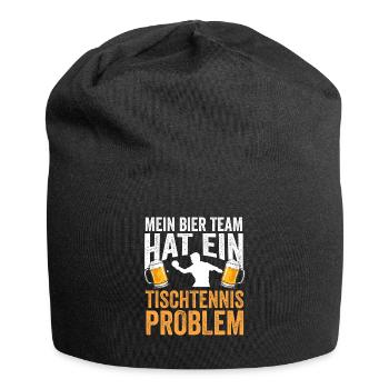 Tischtennis Bier Tischtennisball Geschenk - Jersey-Beanie - Schwarz - Vorne