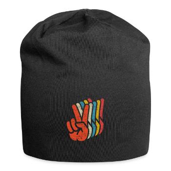 Peace Zeichen V Hand Frieden Retro Peace - Jersey-Beanie - Schwarz - Vorne