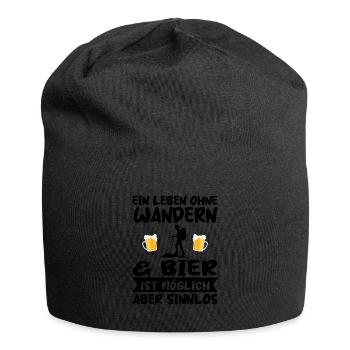 Wandern Bier Wanderer Geschenk - Jersey-Beanie - Schwarz - Vorne