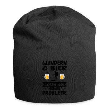 Wandern Bier Bergsteigen Geschenk - Jersey-Beanie - Schwarz - Vorne
