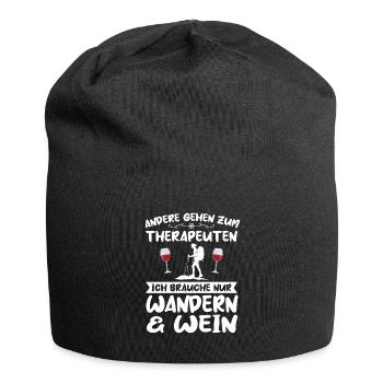 Wandern Wein Bergsteiger Geschenk - Jersey-Beanie - Schwarz - Vorne