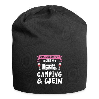 Campen Wein Camper Geschenk - Jersey-Beanie - Schwarz - Vorne