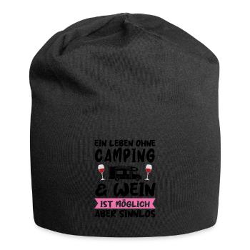 Campen Wein Campingplatz Geschenk - Jersey-Beanie - Schwarz - Vorne