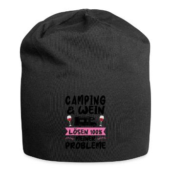 Campen Wein Campingplatz Geschenk - Jersey-Beanie - Schwarz - Vorne