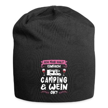 Campen Wein Camper Geschenk - Jersey-Beanie - Schwarz - Vorne