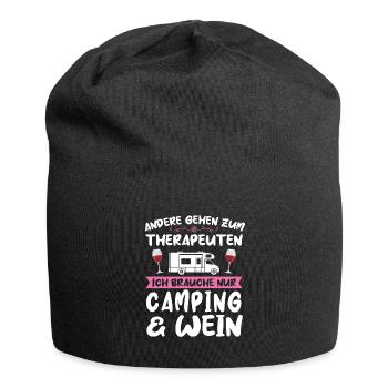 Campen Wein Camper Geschenk - Jersey-Beanie - Schwarz - Vorne