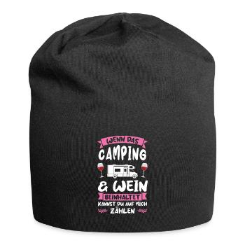 Campen Wein Campingplatz Geschenk - Jersey-Beanie - Schwarz - Vorne