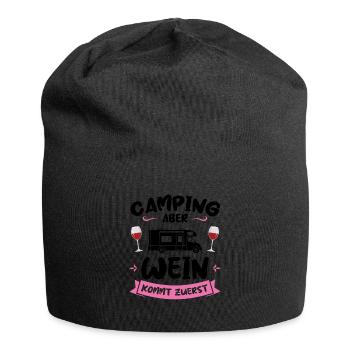 Campen Wein Campingplatz Geschenk - Jersey-Beanie - Schwarz - Vorne