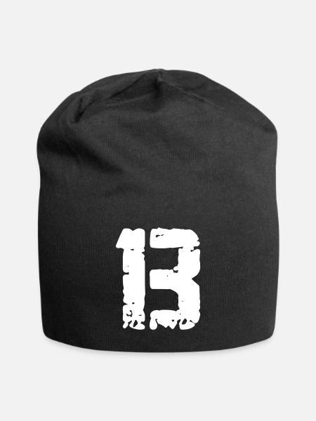 13 Zahl Vintage - Jersey-Beanie - Schwarz