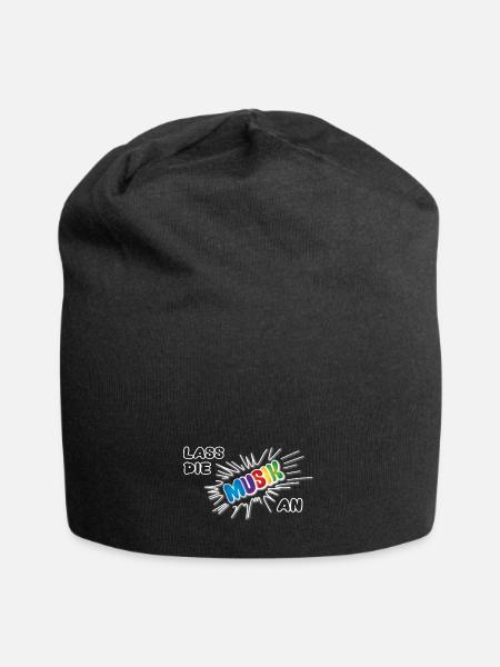 Pow Lass die Musik an - bunt auf dunkel - Jersey-Beanie - Schwarz