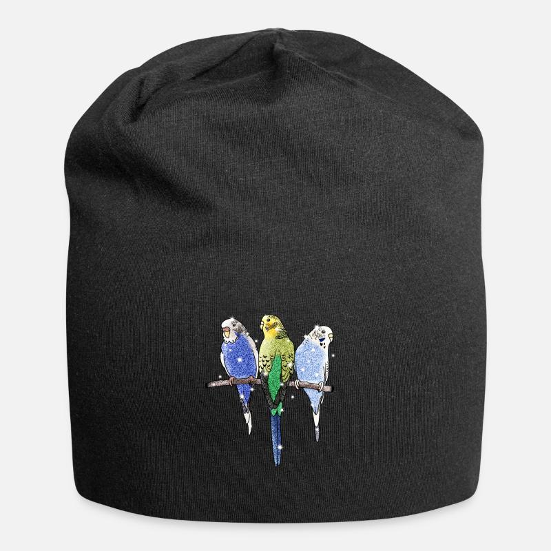 Budgerigar parakeet bird parrot animal - Jersey Beanie - black