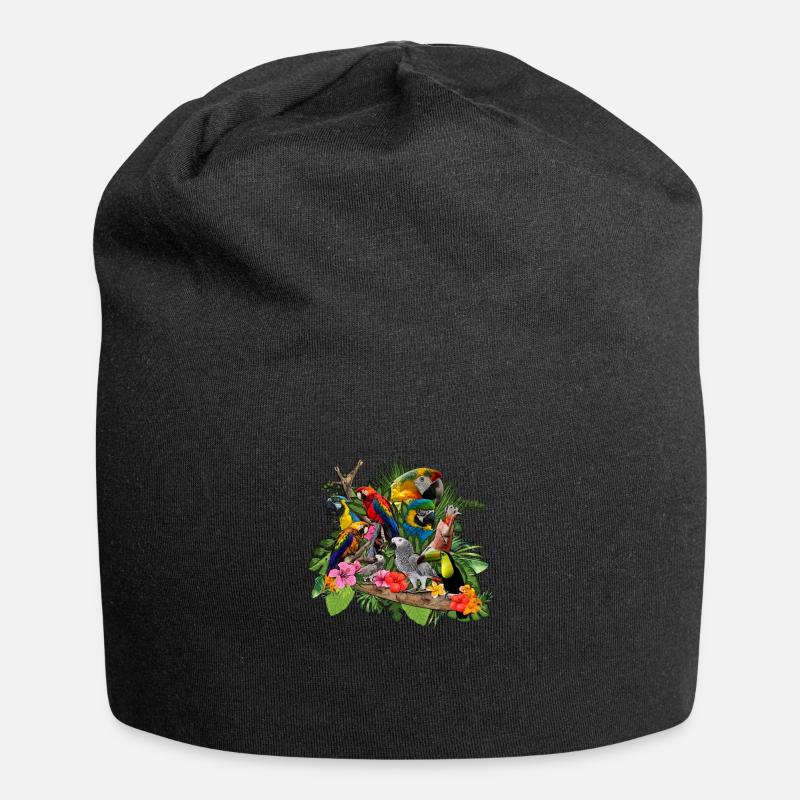 Papagei Graupapagei Tier Sittich - Jersey-Beanie - Schwarz