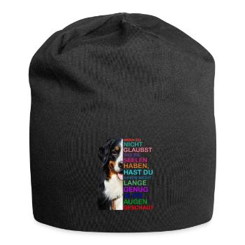 Bernese Mountain Dog soul eyes dog owner - Jersey Beanie - black - Front