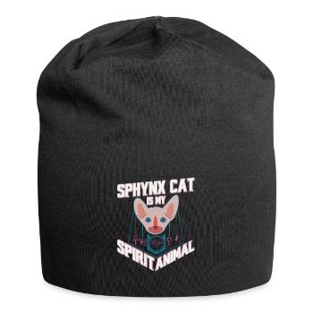 Sphynx Katze Kahl Haarlos Haustier Mieze Geschenk - Jersey-Beanie - Schwarz - Vorne