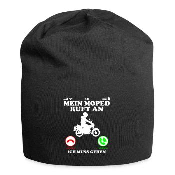 Moped Ruft an ich muss gehen Lustig Spruch - Jersey-Beanie - Schwarz - Vorne