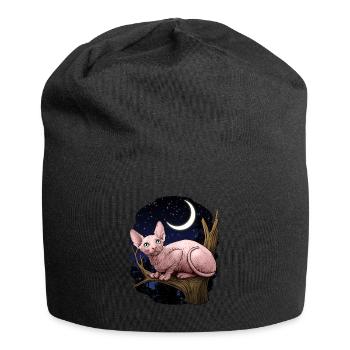 Sphynx-Katze - Jersey-Beanie - Schwarz - Vorne