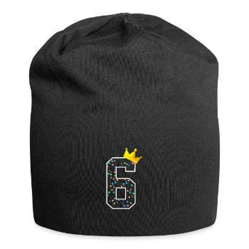 Six 6th Birthday Children's Birthday Child Gift - Jersey Beanie - black - Front