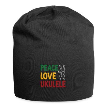 Peace Love Ukulele - Jersey-Beanie - Schwarz - Vorne