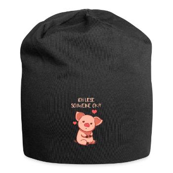 J'adore les cochons ok végétarien porcelet vegan - Bonnet en jersey - noir - Devant