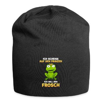 Ich scheiss auf den Prinzen ich will den Frosch - Jersey-Beanie - Schwarz - Vorne