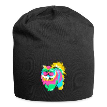 Chat persan - Bonnet en jersey - noir - Devant