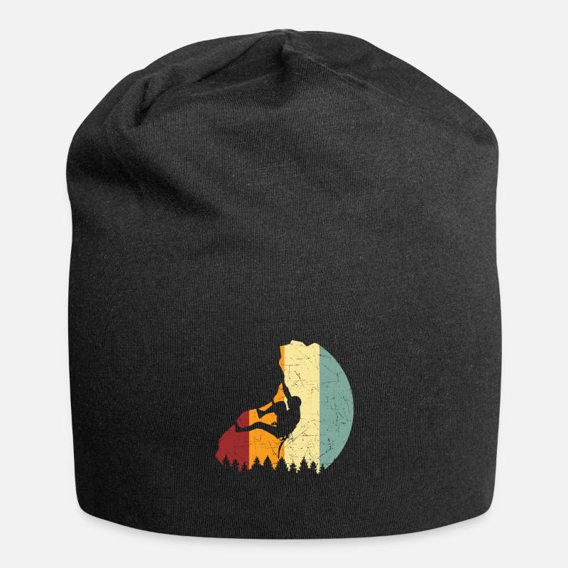 Kletterer Geschenk Bergsteiger Retro Boulder - Jersey-Beanie - Schwarz