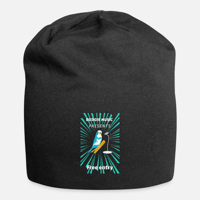 Vogel, Wellensittich gibt ein Konzert - Jersey-Beanie - Schwarz