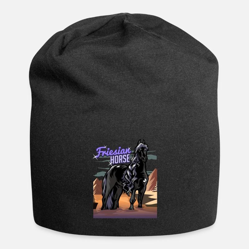 Friese Pferd Islandpferd - Jersey-Beanie - Schwarz