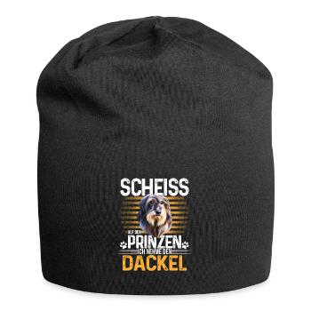 Dackel Dachshund Rauhaardackel - Jersey-Beanie - Schwarz - Vorne