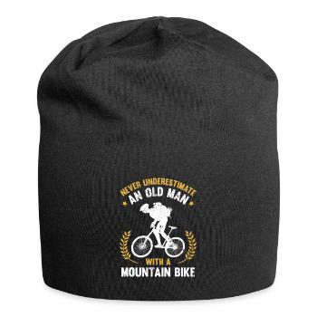 Old Man with a Mountain Bike MTB cyclist - Jersey Beanie - black - Front
