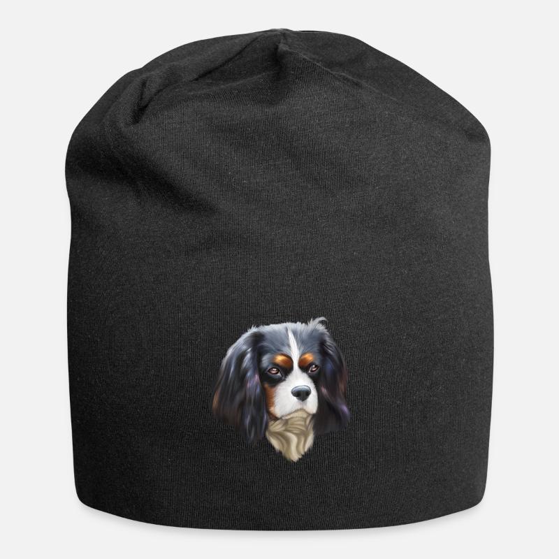 King Cavalier Hund - Jersey-Beanie - Schwarz