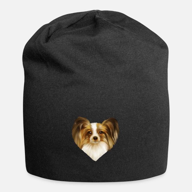 Papillon Hund Portrait - Jersey-Beanie - Schwarz