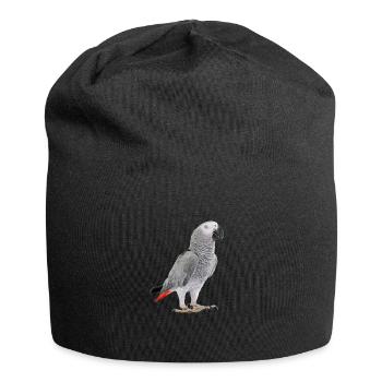 Graupapagei - Jersey-Beanie - Schwarz - Vorne
