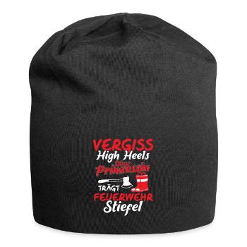 Feuerwehrfrau Feuerwehrstiefel Spruch Feuerwehr - Jersey-Beanie - Schwarz - Vorne