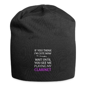Clarinette clarinette clarinette cadeau femmes - Bonnet en jersey - noir - Devant
