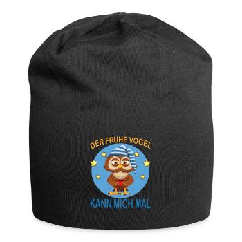 Frühe Vogel kann mich mal Eule Kaffee Morgenmuffel - Jersey-Beanie - Schwarz - Vorne