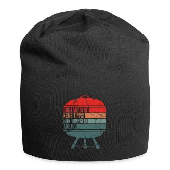 Grillmeister Papa BBQ Grillen Grillabend Grillsais - Jersey-Beanie - Schwarz - Vorne