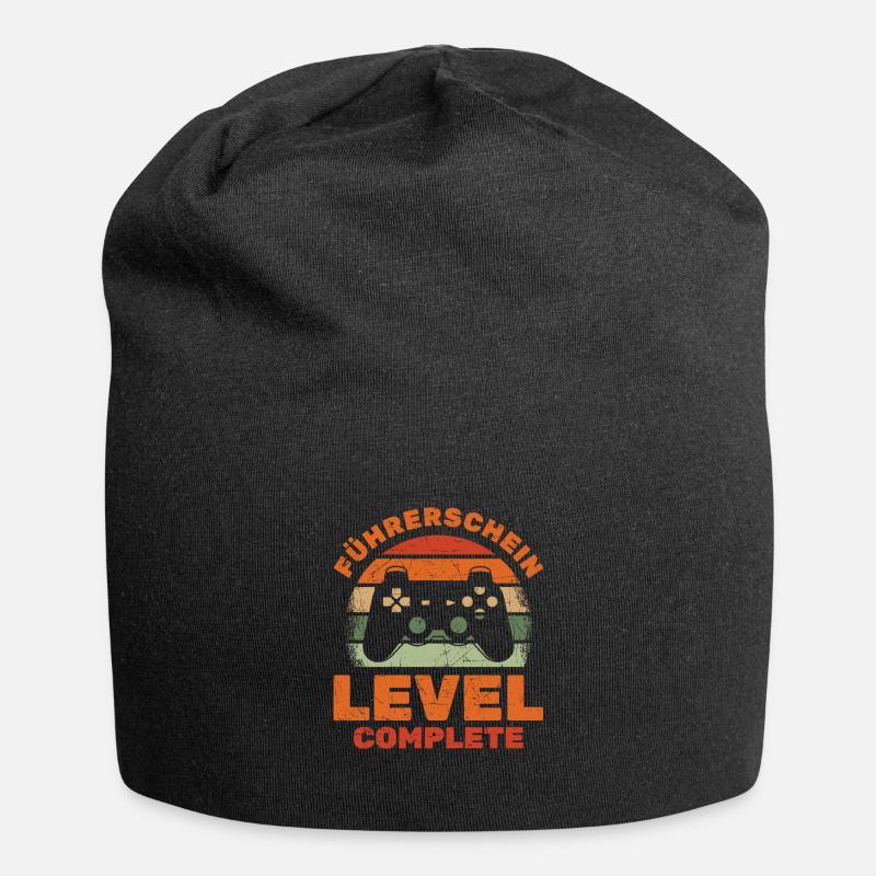 Führerschein Bestanden Level Complete Retro - Jersey-Beanie - Schwarz