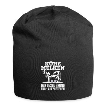 Kühe Melken Der Beste Grund Früh Aufzustehen Landw - Jersey-Beanie - Schwarz - Vorne
